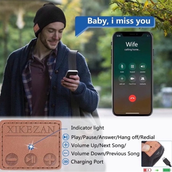 Xikezan | Black Knit Bluetooth Speaker Beanie Cap | Exercise Sports Outdoors NWT - Picture 7 of 15